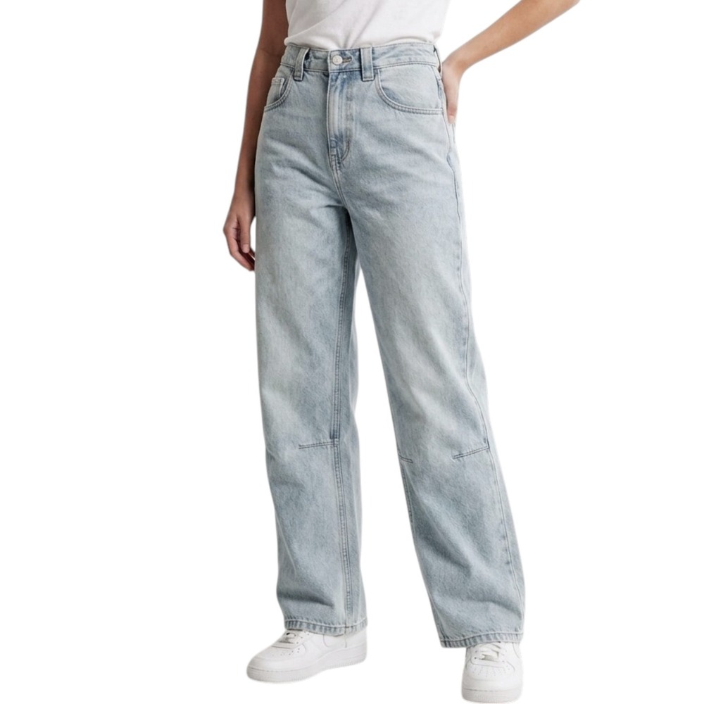 Callmeear@ Jeans Women Size M Light Wash High Rise Wide Leg Denim FZ/T81006-2017